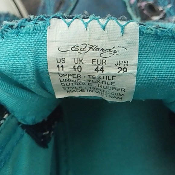 Vintage Ed Hardy Women's Teal and White Sneakers Size 11 - Picture 10 of 10